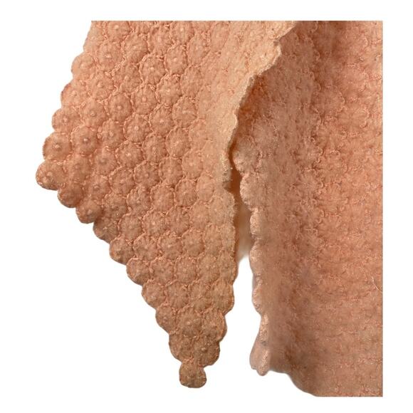 Knit or Crochet Scarf Twee Cottage Core Cozy Accent Scalloped Edge - Picture 8 of 10